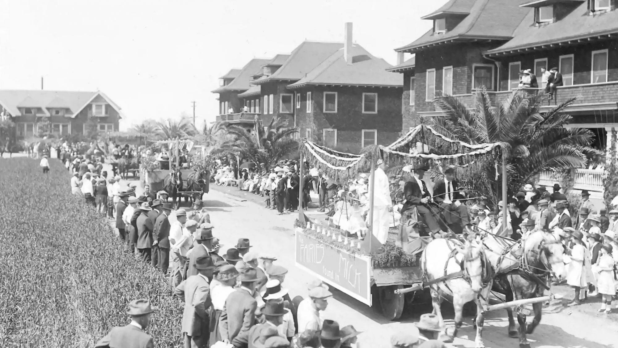 A scene of a ֱ Picnic Day parade circa the turn of the 20th century