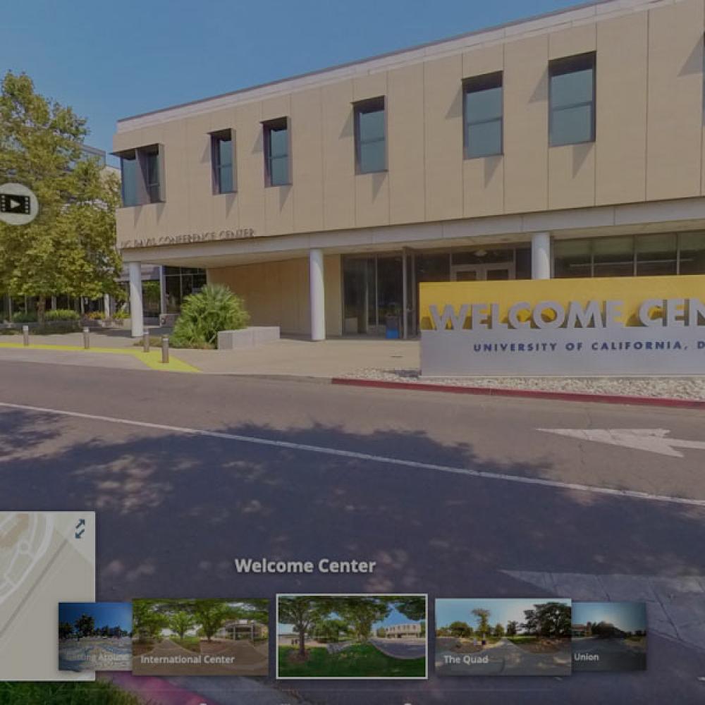 A screenshot of the virtual tour app showing the ֱ welcome center